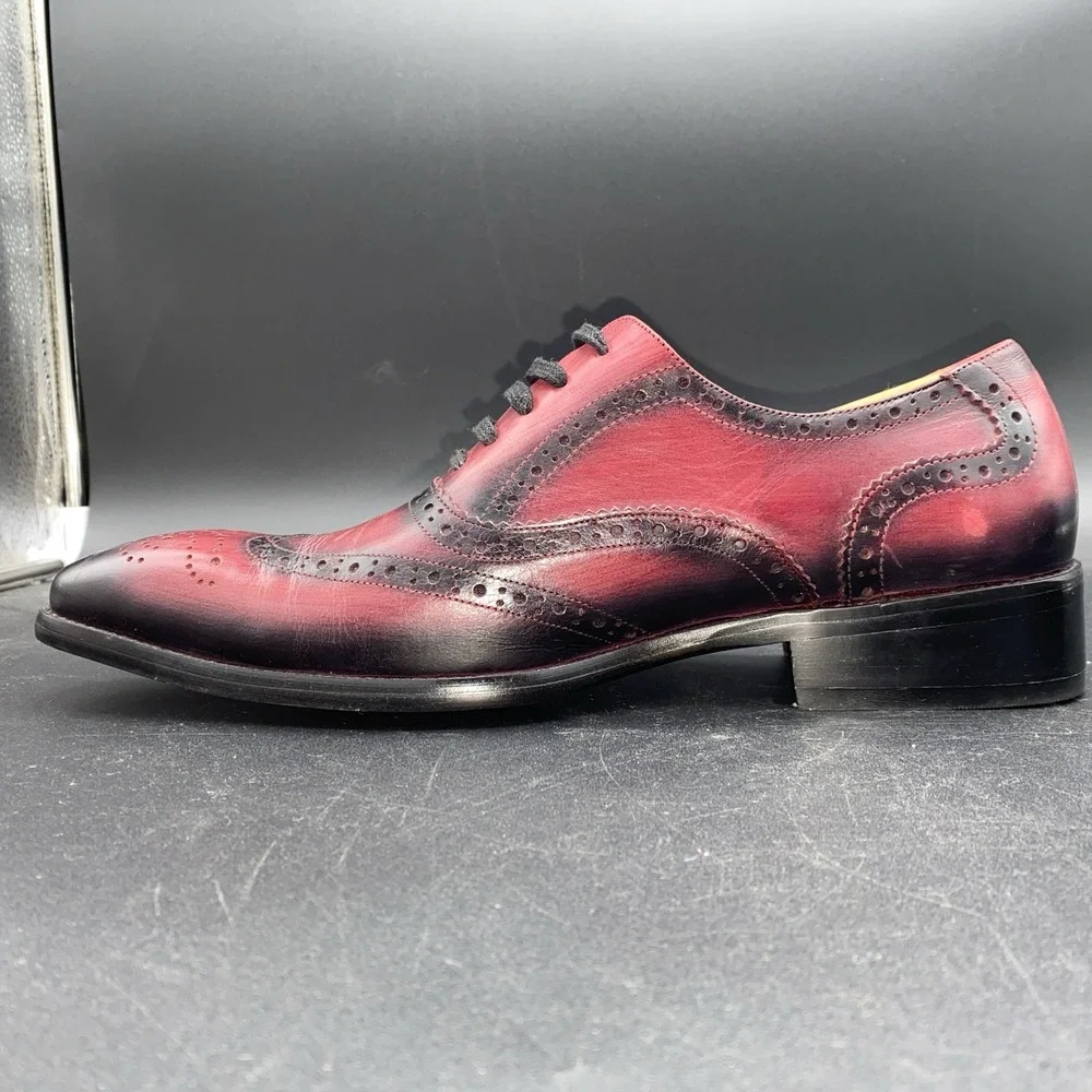 Encore by Fiesso red‎ and black leather wingtip brogue Oxford shoes 42